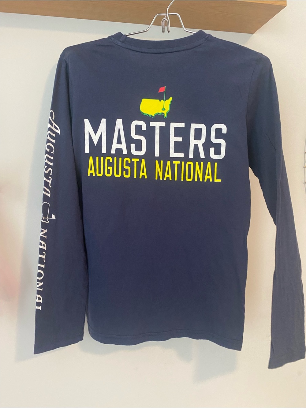 Masters Navy Long Sleeve Tee with Yellow & White Augusta National Graphics